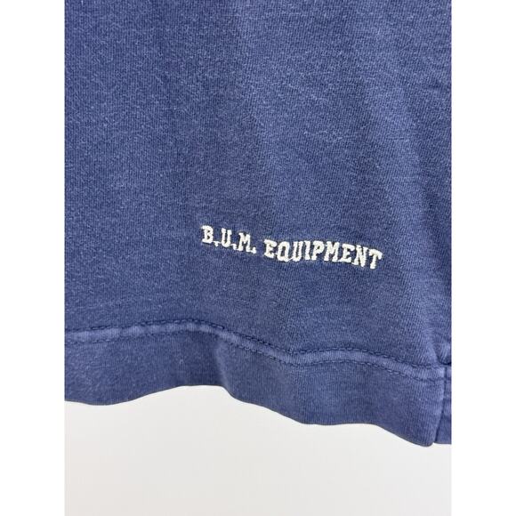 Vintage BUM Equipment Sweatshirt Men’s Navy Blue Pullover Gray Band Crewneck XXL - Picture 2 of 7